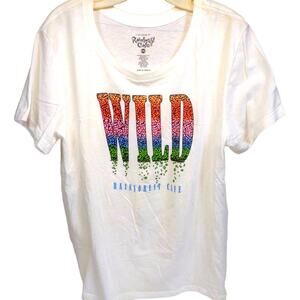Vintage Rainforest Cafe Nashville Logo T-Shirt White Glitter WILD XXL 90s